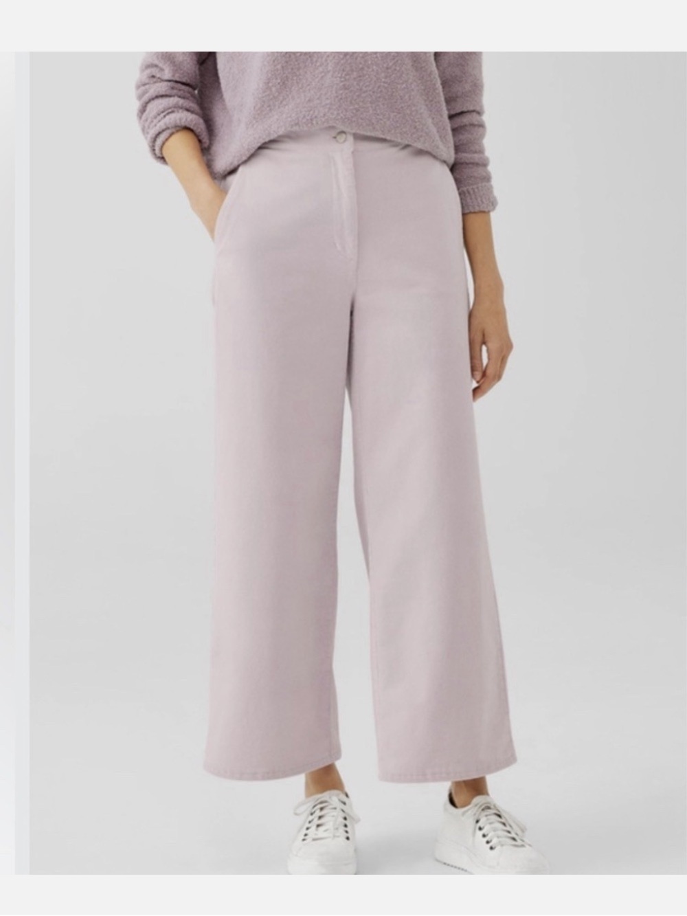 NWT Eileen Fisher Organic Cotton Corduroy Wide Leg Ankle Pants Thistle size XL